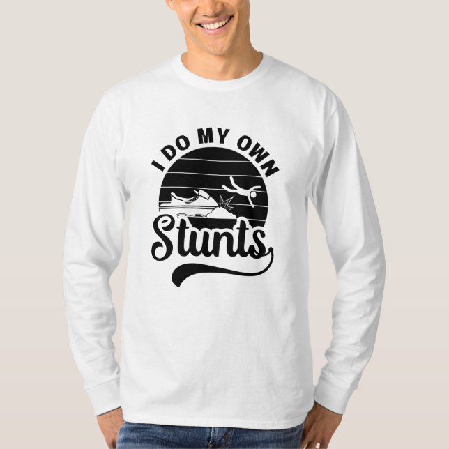 Jet Skiing I Do My Own Stunts Jet Ski Retro Jetski T-Shirt (Front)