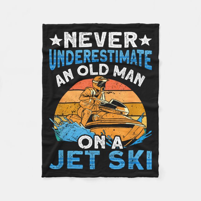 Jet skiing underestimate an old man on a jet ski  fleece blanket (Front)