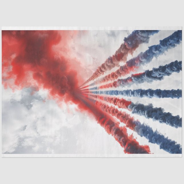 Jet Smoke Trails Red White Blue Decoupage Tissue Paper (Front)