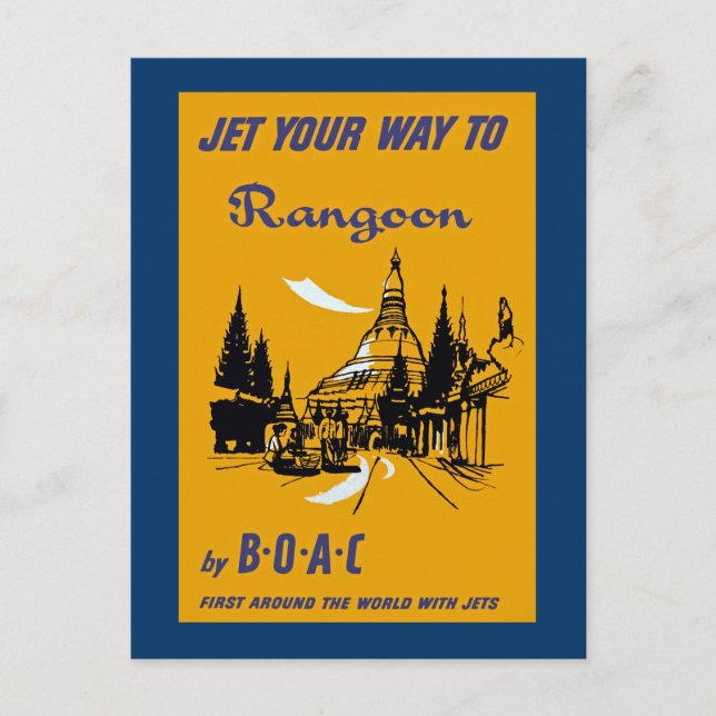 Jet Your Way to Rangoon Postcard (Front)