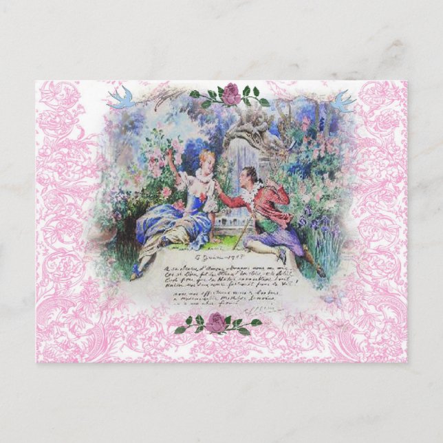 Je'Taime Marie Antoinette French Valentine Holiday Postcard (Front)