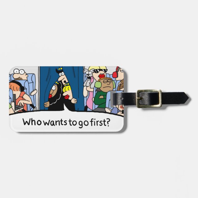 Jetlagged Comic | You Go First Luggage Tag (Front Horizontal)