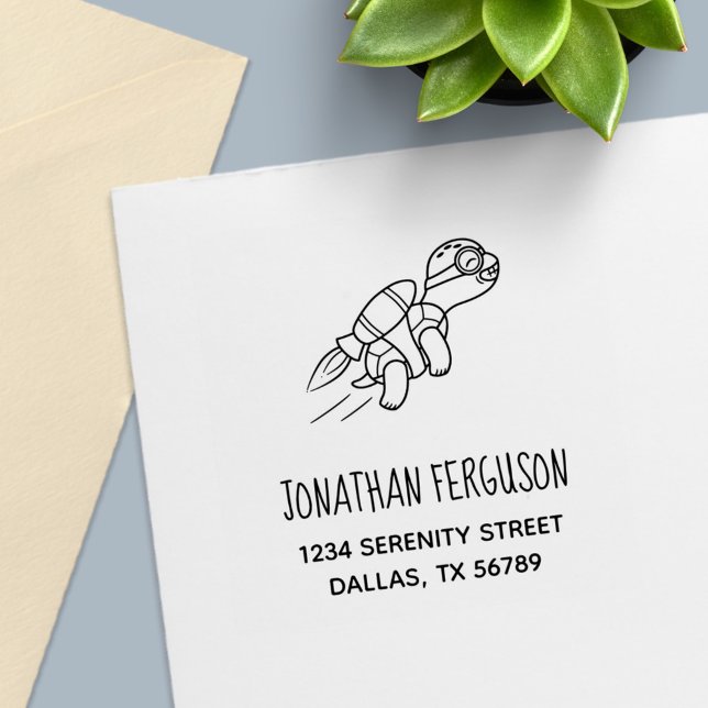 Jetpack Turtle Address Self-inking Stamp (Creator Uploaded)