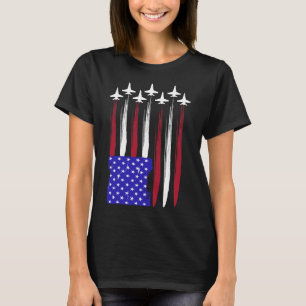 Jets 4th Of July Patriotic Red White Blue Usa Flag T-Shirt