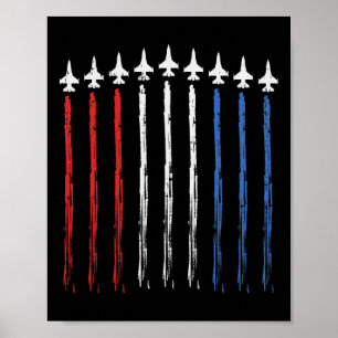 Jets Us American Flag Independence 4th Of July Pat Poster