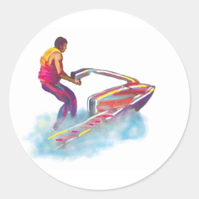 jetski classic round sticker (Front)
