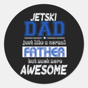 Jetski Jet Ski Skiing Dad Water Sports Funny Cool Classic Round Sticker