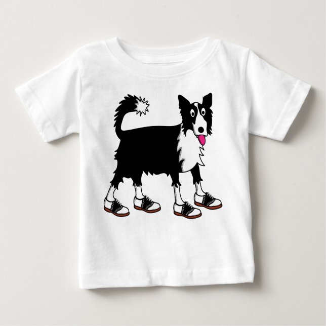 Jett the Border Collie Baby T-Shirt (Front)