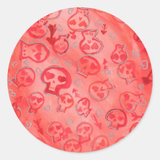 Jette Rockit! - Silver Hearts & Pink SugarSkulls Classic Round Sticker