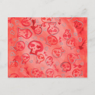 Jette Rockit! - Silver Hearts & Pink SugarSkulls Postcard