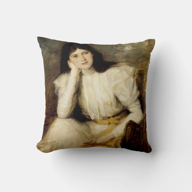 Jeune Fille Reveuse, Portrait de Berthi Capel Cushion (Front)