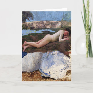 Jeune Homme nu Couché Fine Art Greetings Card