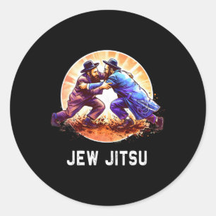 Jew Jitsu Karate Funny Hanukkah Brazilian Jiu Jits Classic Round Sticker