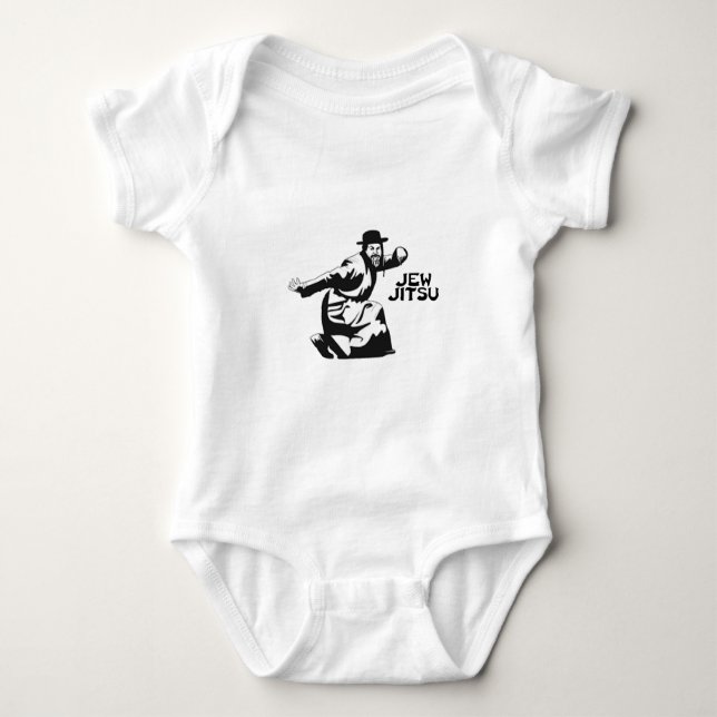 Jew Jitsu Martial Arts | Jewish Bar Mitzvah Gifts Baby Bodysuit (Front)