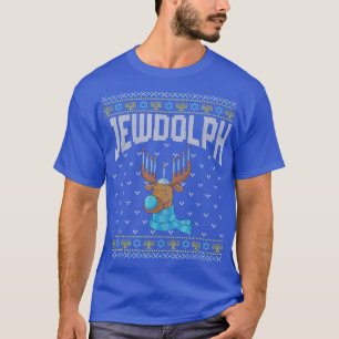 Jewdolph Ugly Hanukkah Sweater Reindeer Menorah Ch