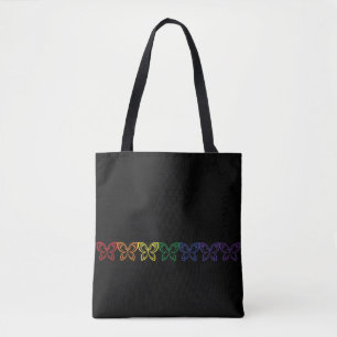 Jewel Butterflies Outline Tote Bag