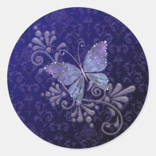 Jewel Butterfly Classic Round Sticker