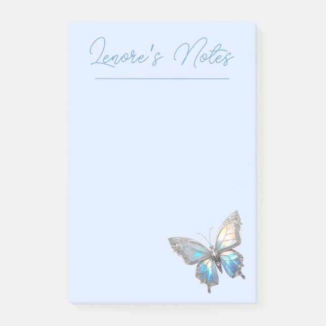 Jewel Butterfly Opal and Silver Post-it Notes (Front)