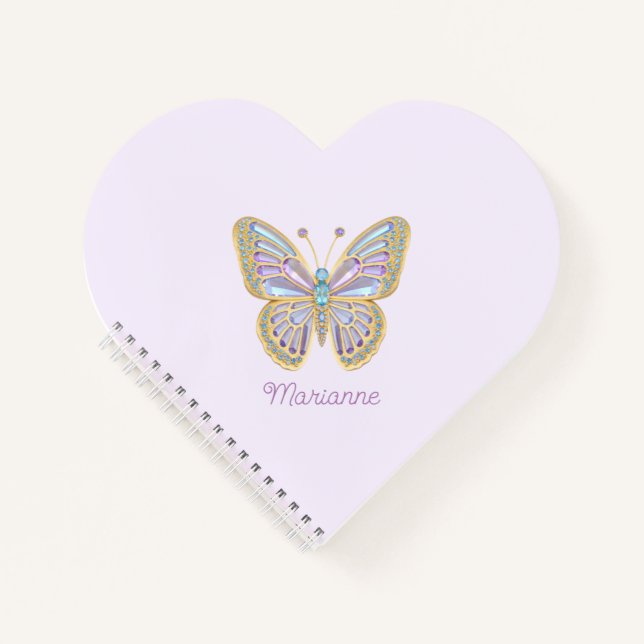 Jewel Butterfly Purple Blue Gold Notebook (Front)
