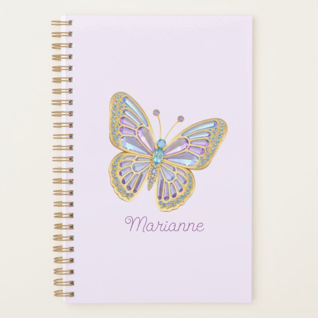 Jewel Butterfly Purple Blue Gold Planner (Front)