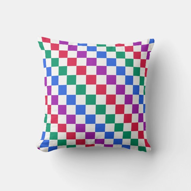Jewel candy diagonal chequered pattern cushion (Front)
