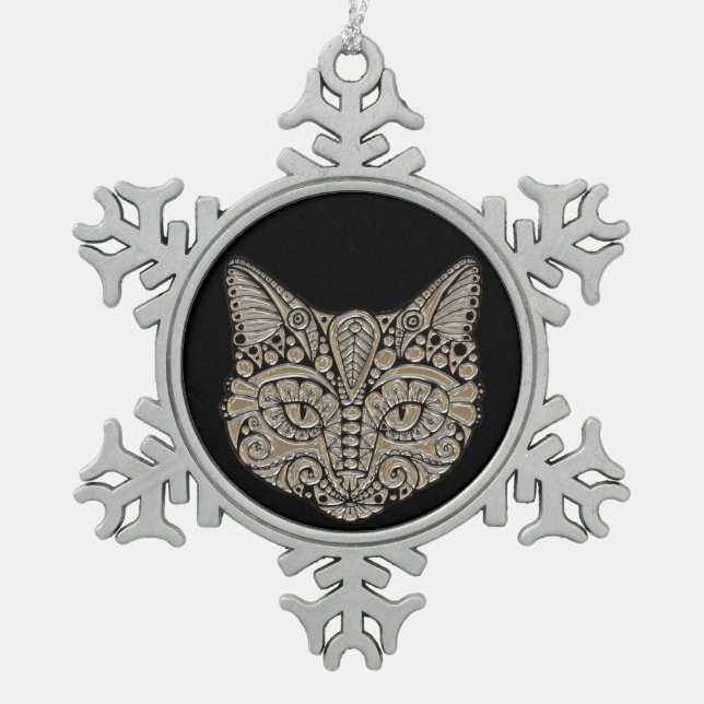 jewel cat pewter ornament  (Front)