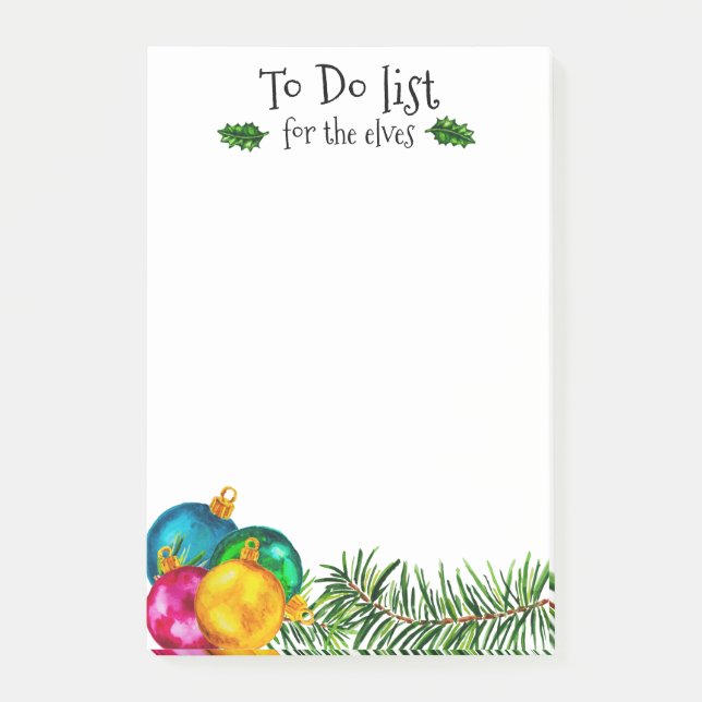 Jewel Christmas Ornaments TO DO list elves Post-it Notes (Front)