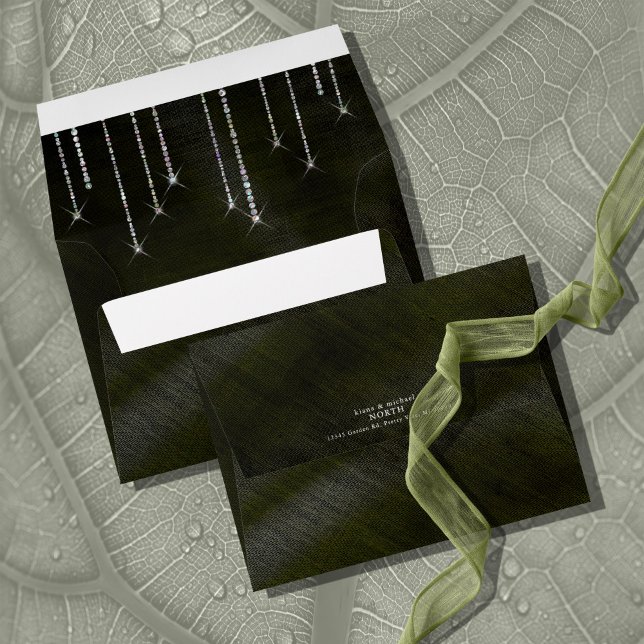 Jewel Drop Wedding Green ID830 Envelope (Interior/Back In Situ)