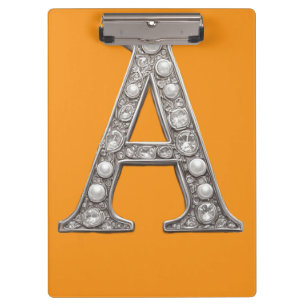 Jewel-Encrusted Letter A On Yellow Background Clipboard