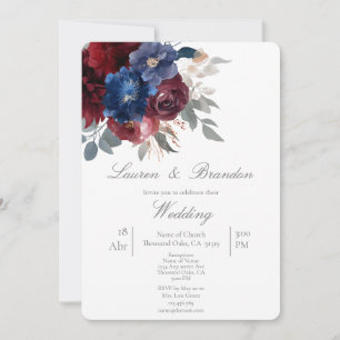 Jewel floral Wedding invitation
