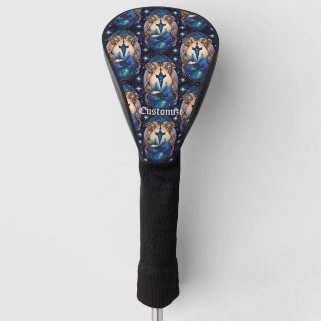 Jewel Galaxy Zodiac Gemini Golf Head Cover (Front)