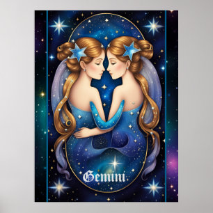 Jewel Galaxy Zodiac Gemini Poster