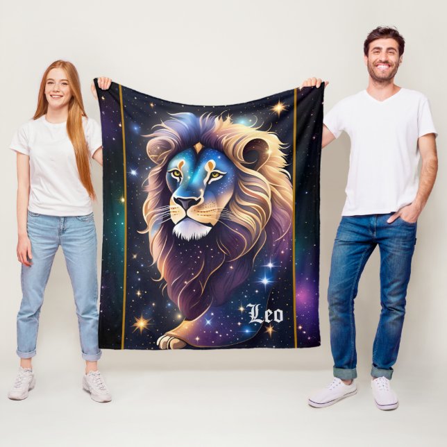 Jewel Galaxy Zodiac Leo Fleece Blanket (In Situ)