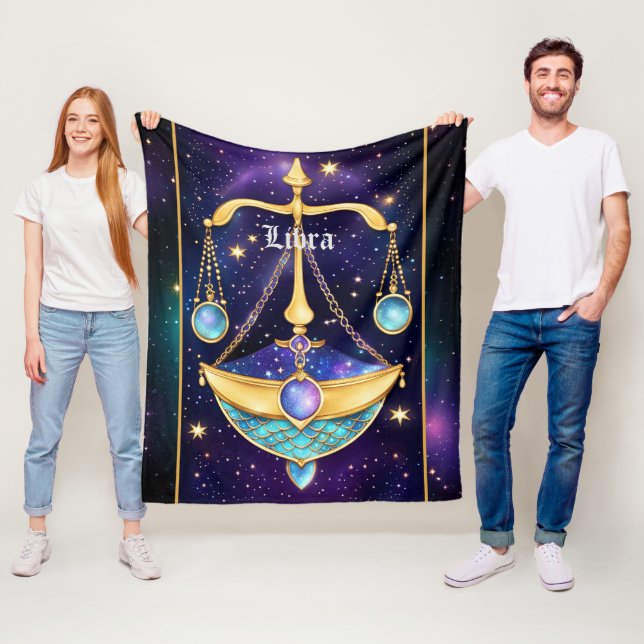 Jewel Galaxy Zodiac Libra Fleece Blanket (In Situ)