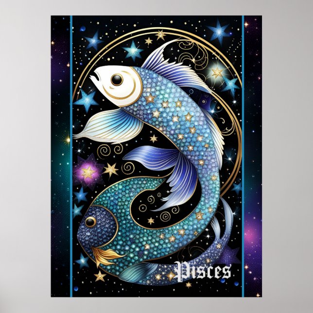 Jewel Galaxy Zodiac Pisces Poster (Front)