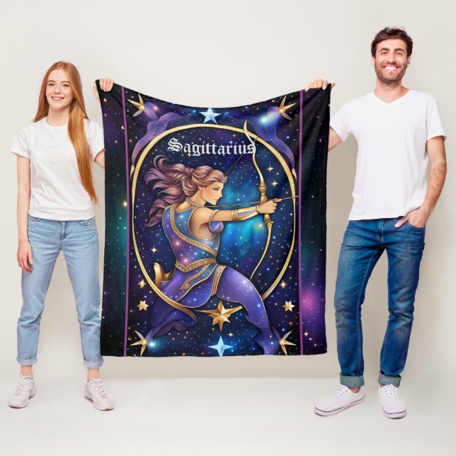 Jewel Galaxy Zodiac Sagittarius Fleece Blanket (In Situ)