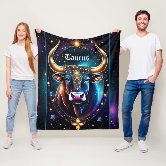 Jewel Galaxy Zodiac Taurus Fleece Blanket (In Situ)
