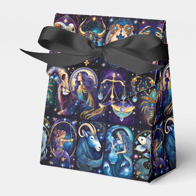 Jewel Galaxy Zodiac Tent Favour Box (Front Side)