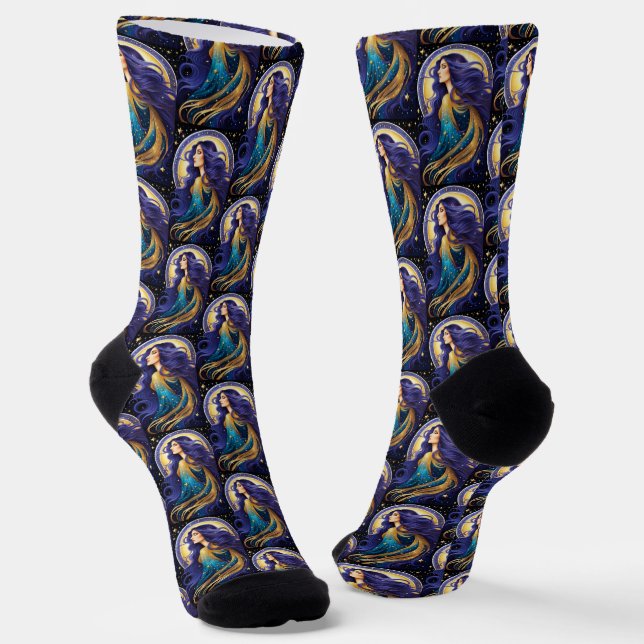 Jewel Galaxy Zodiac Virgo Socks (Angled)