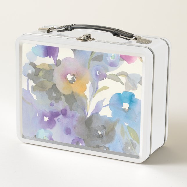 Jewel Garden | Purple Pastel Petals Metal Lunch Box (Front)
