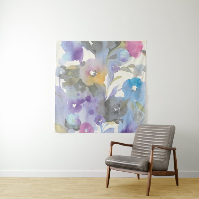 Jewel Garden | Purple Pastel Petals Tapestry (In Situ (Horizontal))
