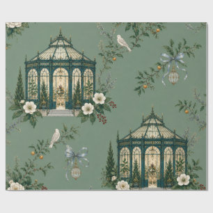 Jewel Glasshouse Celadon Christmas Wrapping Paper