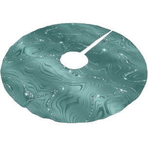 Jewel Green Emerald Glittery Glitzy Brushed Polyester Tree Skirt