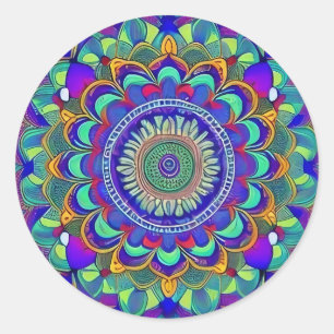 Jewel Mandala Classic Round Sticker