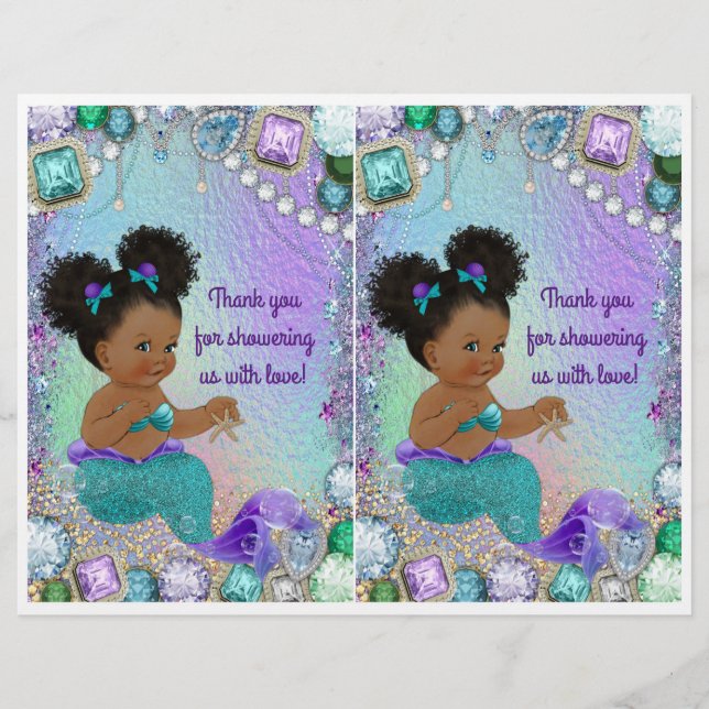 Jewel Mermaid Baby Shower DIY Gift Bag Decorations Flyer (Front)