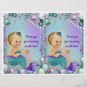 Jewel Mermaid Baby Shower DIY Gift Bag Decorations Flyer