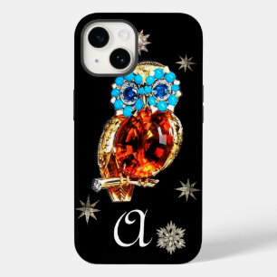 JEWEL OWL, DIAMOND STARS,Gold,Blue Turquase,topaz iPhone 14 Case