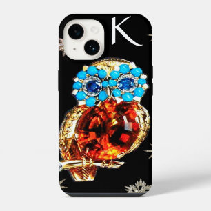 JEWEL OWL,DIAMOND STARS,Gold,Blue Turquoise,Topaz iPhone 14 Case