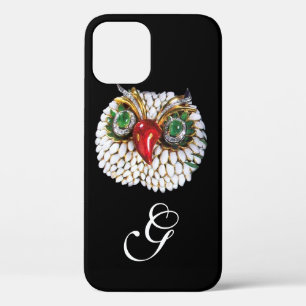 JEWEL OWL MONOGRAM ,Gold,Green Emerald ,opale iPhone 12 Case