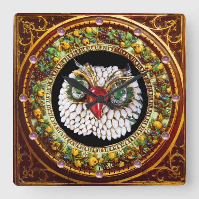 JEWEL OWL SQUARE WALL CLOCK (Front)